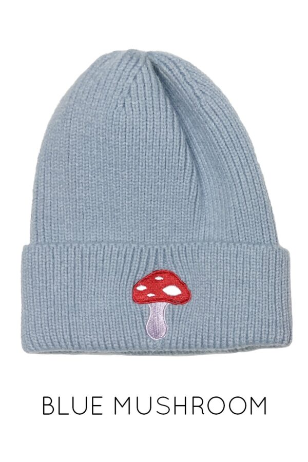 Limited Edition! Beanie, Navy Blue with Red & White Mushroom