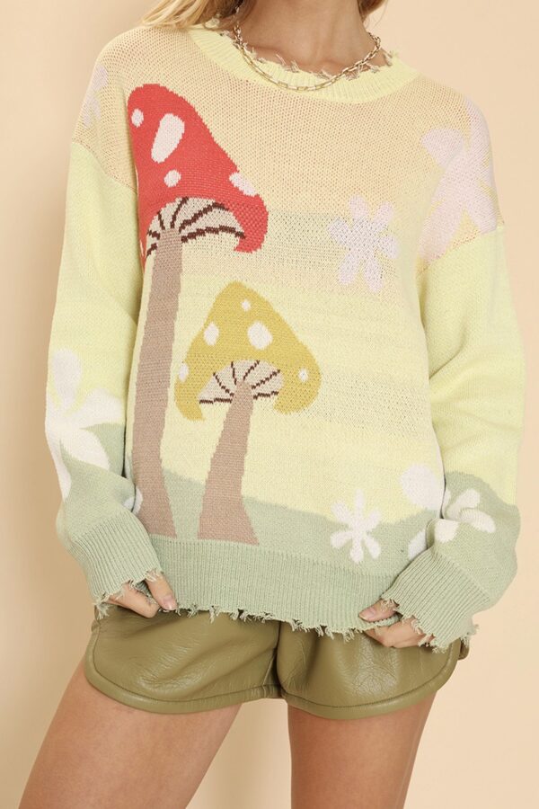 Limited Edition! Sweater, Yellow with Red and Yellow Mushrooms